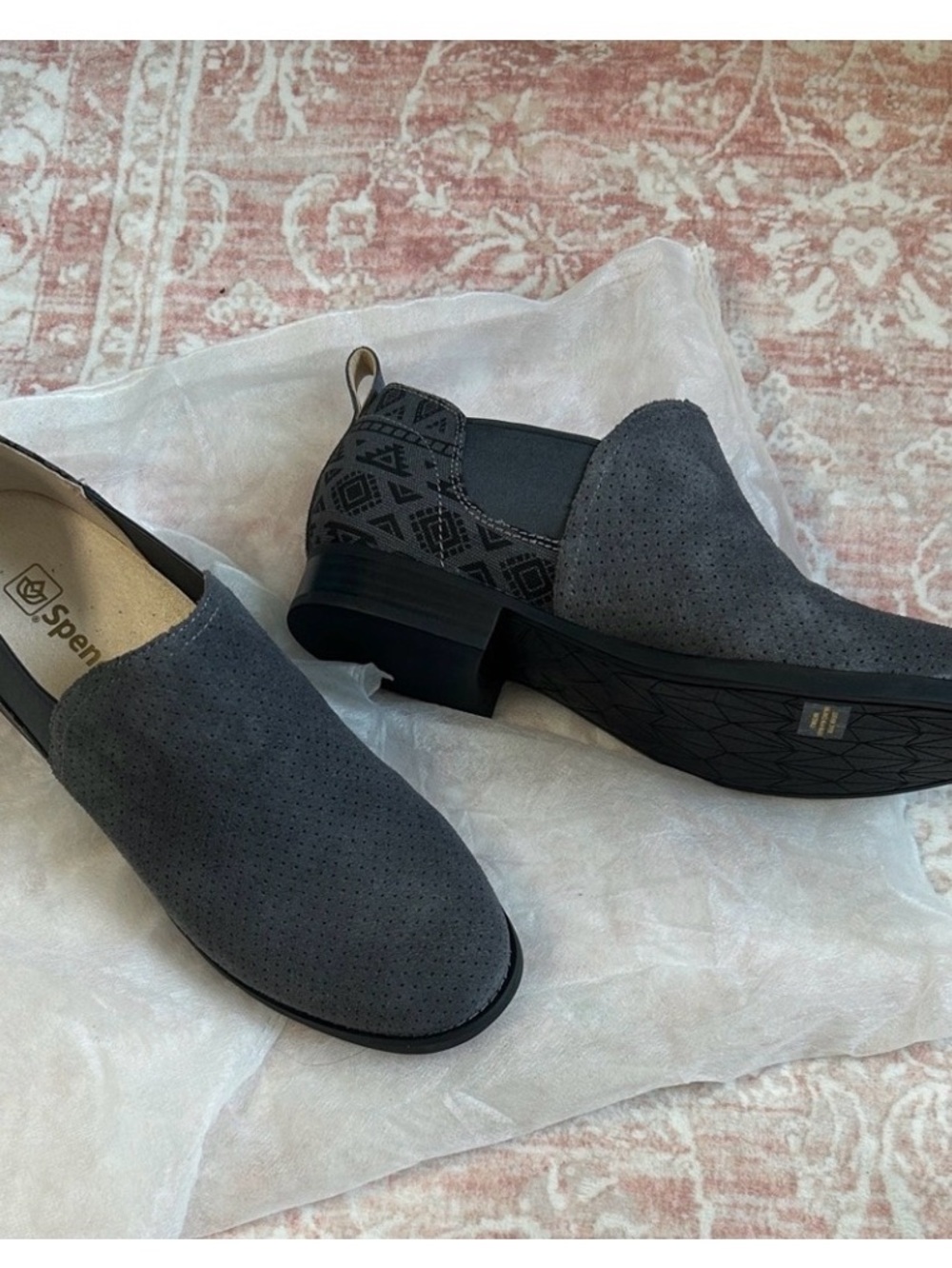 Spenco Blue/Grey Suede Slip-On Loafers for Women NWOT